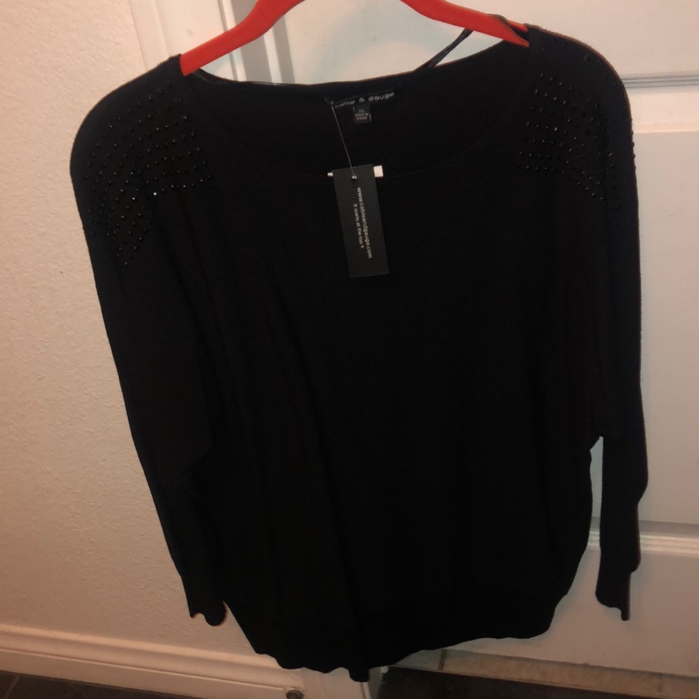 Rhinestone shoulders sweater